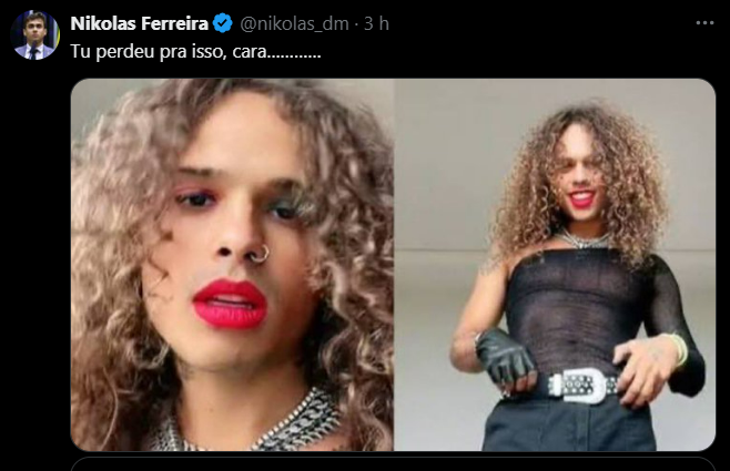 Tweet de Nikolas Ferreira.