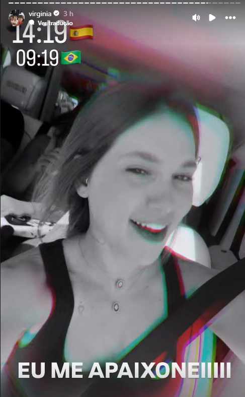 Virgínia cantando no carro em Madrid: Me apaixonei