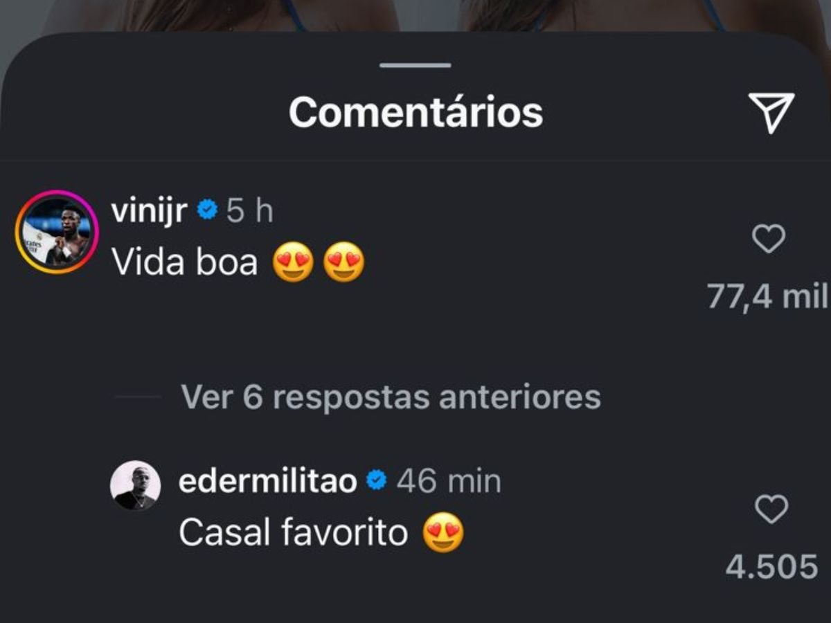 Éder Militão e Vini Jr. comentam em foto de Virgínia Fonseca