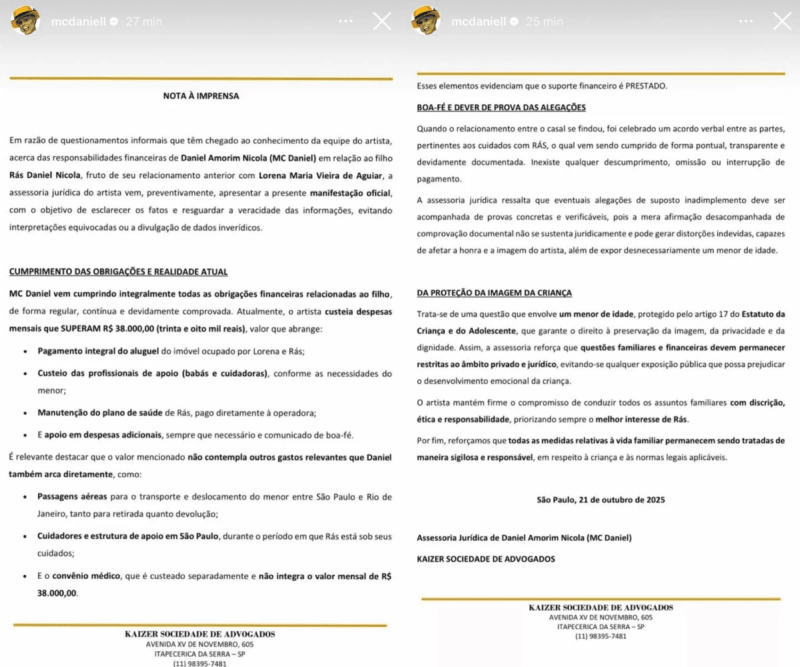 Stories de MC Daniel