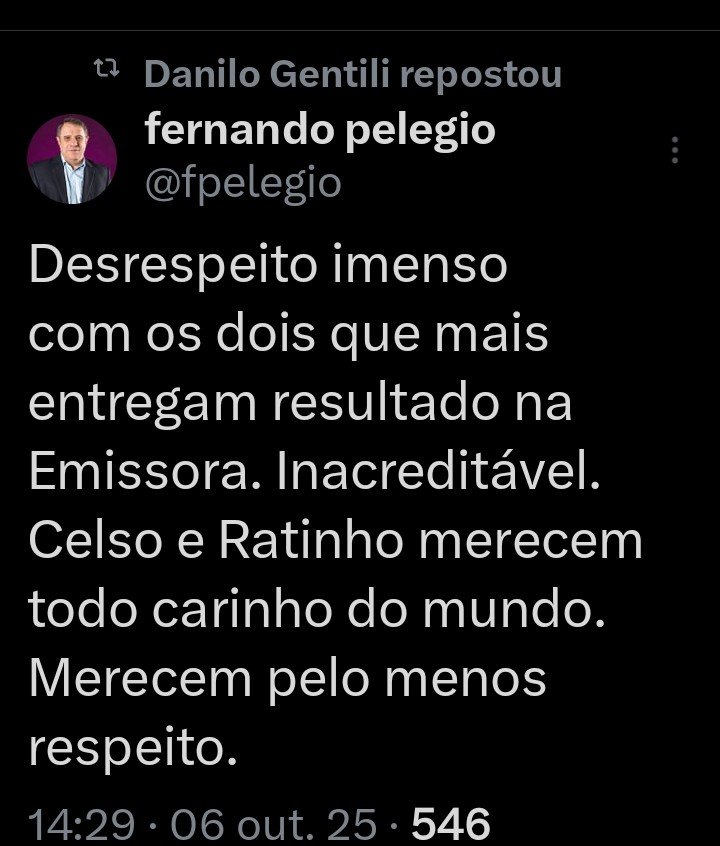 Post de ex-diretor do SBT