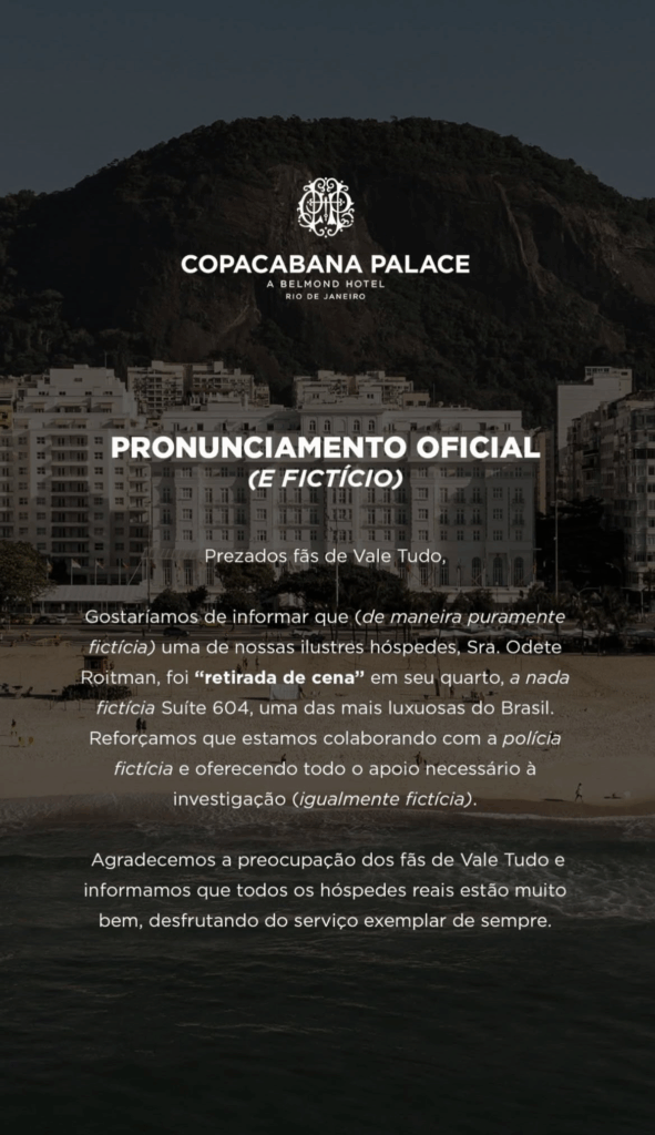 Nota do Copacabana Palace
